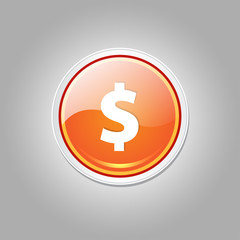 Dollar Currency Sign Circular Orange Vector Web Button Icon