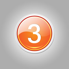 3 Number Circular Vector Orange Web Icon Button
