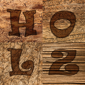 Holzarten, Schriftzug Holz