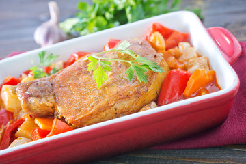baked vegetables with meat