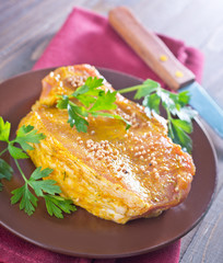 raw meat with marinade