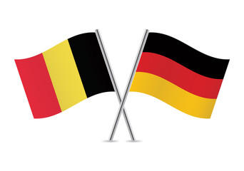 German and Belgian flags. Vector illustration.