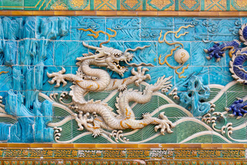 Dragon detail on the Nine-Dragon-Wall in Beijing