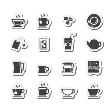 Coffee cup and Tea cup icon set