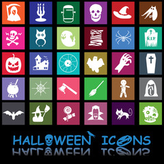 halloween icons colorful style