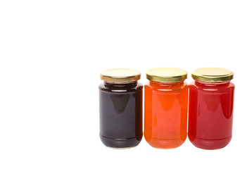 Blueberry, strawberry and orange fruit bottled jam
