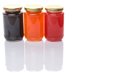 Blueberry, strawberry and orange fruit bottled jam