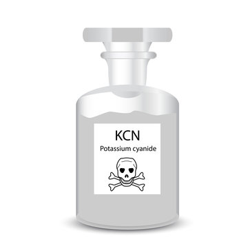 Chemical container with toxic granular potassium cyanide