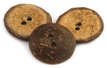 Round buttons made of coconut shell