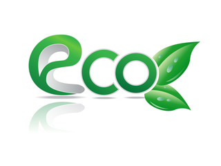 Eco symbol. green leaves in glossy ball vector Illustration