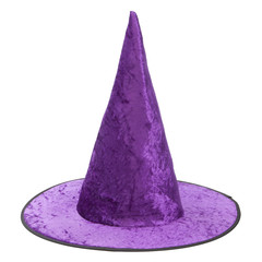 Purple fabric witch hat for Halloween.