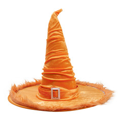 Orange fabric witch hat for Halloween