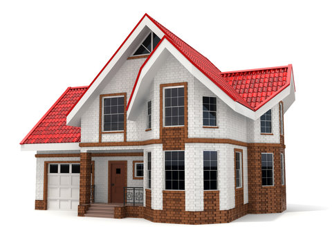 House on white background. Three-dimensional image.