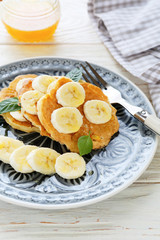 banana pancakes on the plate