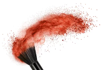 Poster makeup brush with red powder isolated © artjazz