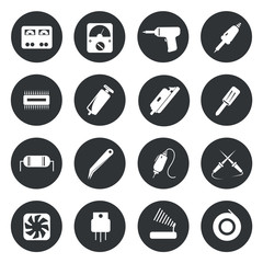 Electronic icons repair equipment. tools vector illustration.