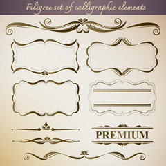 Filigree set of calligraphic elements for vintage design. Create