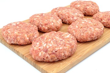 raw minced meat for pork chops