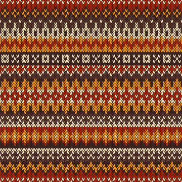 Knitted seamless pattern in Fair Isle style
