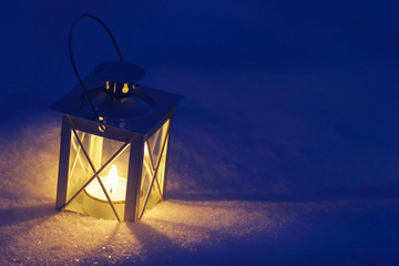 Beautiful lanterns on snow