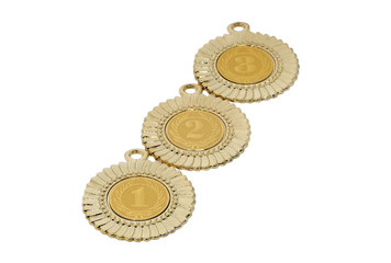 Medals for winners of sporting events isolated on a white backgr