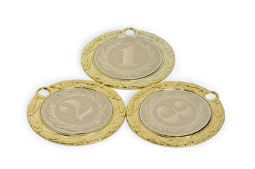 Medals for winners of sporting events isolated on a white backgr