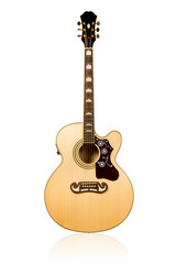 Obraz premium Classical acoustic guitar with a patterned plate