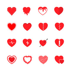 Heart icons set