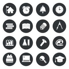 School Circle Icons set Vector