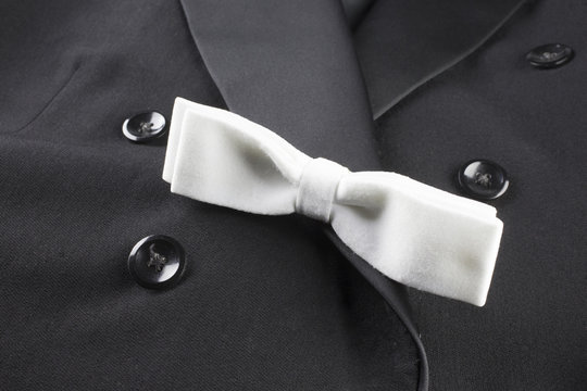 White bow tie and tuxedo