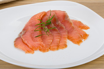 Sliced salmon
