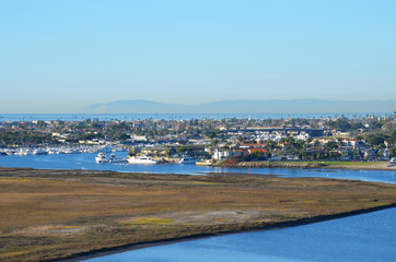 Fototapeta na wymiar Harbor inlet with Catalina Island in background