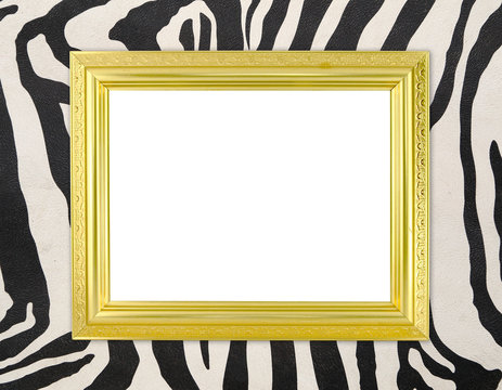 blank golden frame  with zebra texture