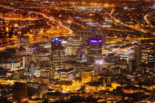 Night View of City Bowl and Business District of Cape Town