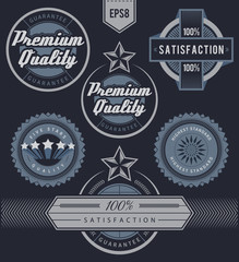 Set of blue promotion labels and badges. EPS8.