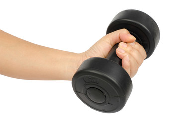 Dumbbell in woman's hand