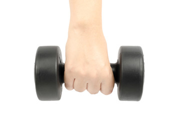 Dumbbell in woman's hand