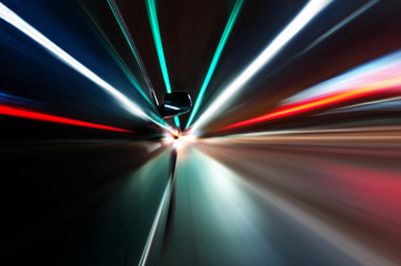 Night traffic,motion blur steet light.