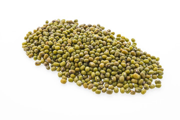 Green mung beans isolated on white background
