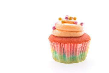 Colorful cupcakes isolated on white