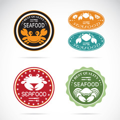Set of vector an crab seafood label on white background