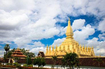 The golden pagoda wat Phra That Luang in Vientiane.