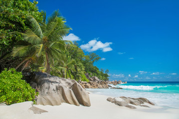 Tropical beach Anse Georgette at island Praslin, Seychelles