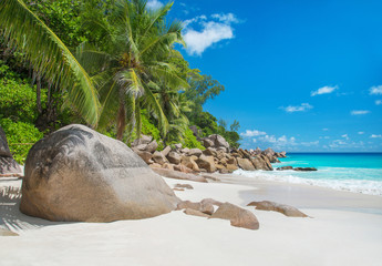 Tropical beach Anse Georgette at island Praslin, Seychelles