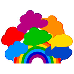 Large colored clouds with a beautiful rainbow - vector