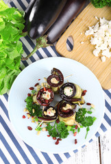 Fried aubergine with cottage cheese and parsley