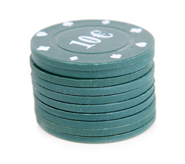 Chips for poker isolated on white