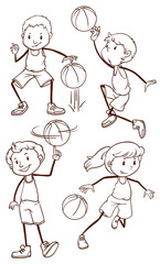 Simple sketches of basketball players