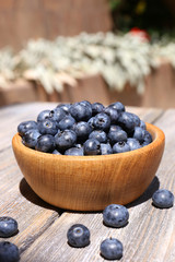 Fresh blueberries on wooden table