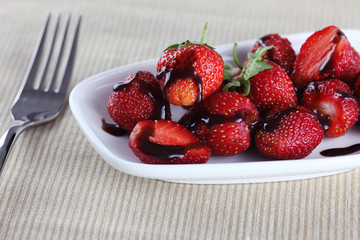 Strawberries in chocolate sauce